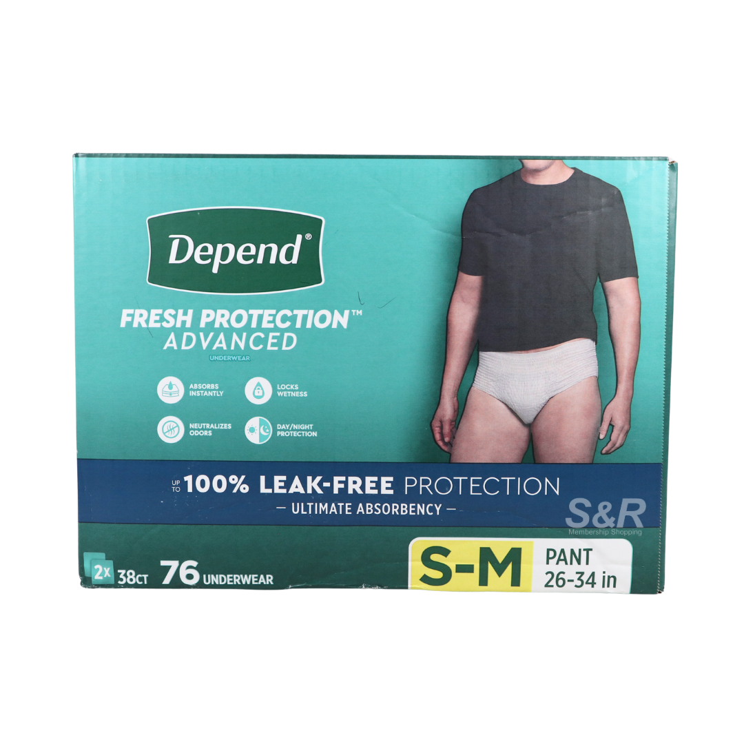 Depend Leak-Free S to M Adult Underwear 76s
